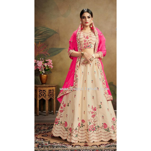 Pure Silk indian Lehenga with embroidery -5048