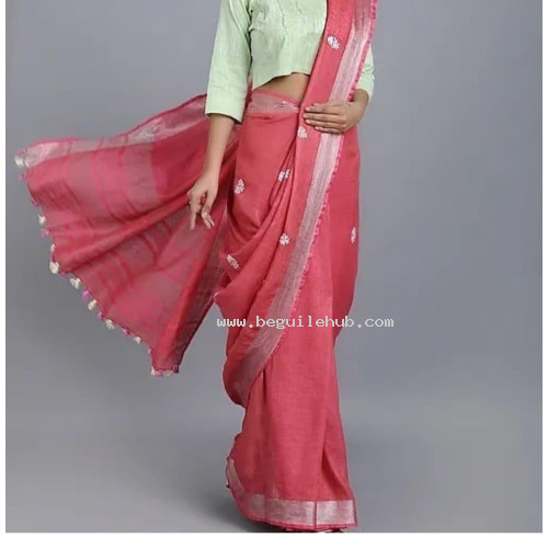 Linen by Linen Embroidered  Saree - N115WA0038