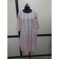Printed Cotton Kurti   VO130-12 Pink stripes kurti ,blue stripes kurti