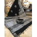 Linen Slub Saree with Zari border - Handloom saree - Block Printed  -Black Combo sarees - SJ131D2/1/2/3/4