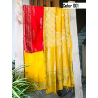  Unstitched  Chanderi silk  salwar suit material block printed   VO137b