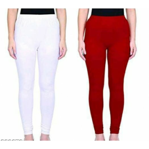 Leggings - White/Mehroon -Plain color Leggings - Stretchable Leggings -Combo offer  !! Vb007c