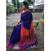 Pure Khadi Cotton saree - Blue Saree - Temple design saree -Dailywear saree