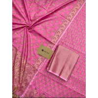 Benarasi cotton suit set -unstitched fabric -pink salwar set 