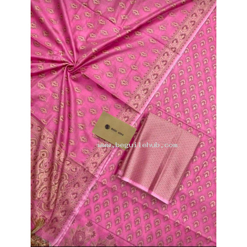 Benarasi cotton suit set -unstitched fabric -pink salwar set 