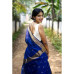 Maheshwari silk cotton saree - Ink blue saree - Party wear saree - Special occasion saree