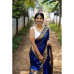 Maheshwari silk cotton saree - Ink blue saree - Party wear saree - Special occasion saree
