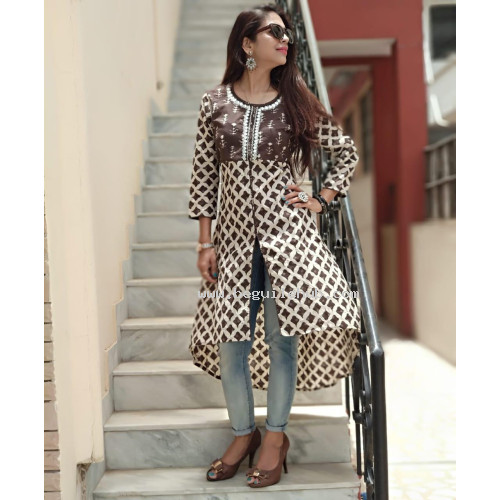 Trendy  cotton kurti   with embroidery
