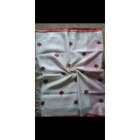 White Linen Saree with embroidery
