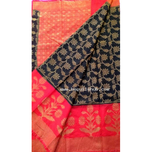  Designer Linen Silk Benaras Handloom Saree-0006