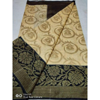 Linen Silk Benaras Handloom Saree - 0022