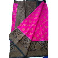 Magenta Linen Silk Benaras Handloom Saree -0038