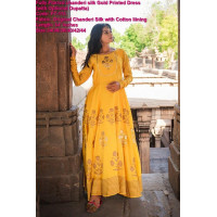 FT-Chanderi Silk Dress(yellow)