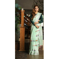 Linen Saree with embroidery