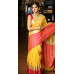 Yellow & Pink Linen saree with wide border-0066