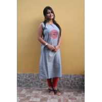  khadi kurti grey with embroidery