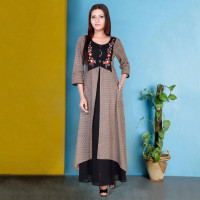 Cotton double layered embroidered kurti