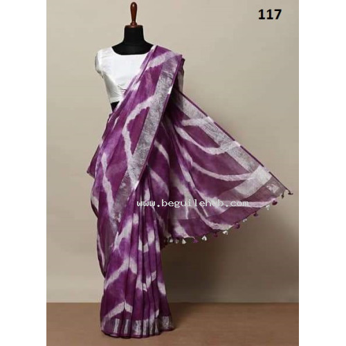  Shibori Dyed Linen Sarees  19 Combinations 