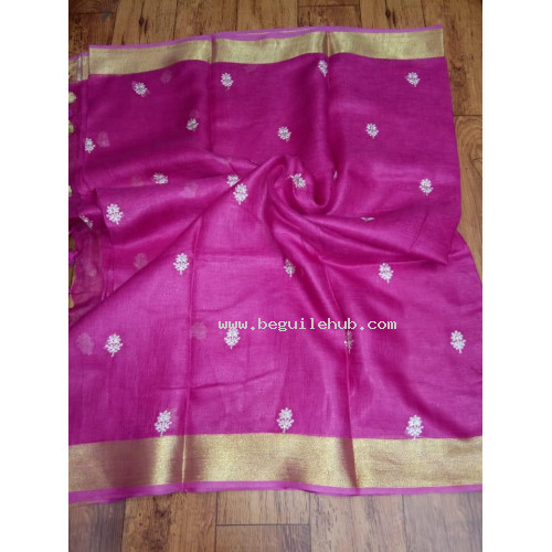 Embroidered linen saree