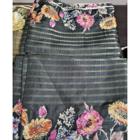 Military Green Tussar Saree with Golden Zari Stripes & Floral Zari-Work Border - FS229 