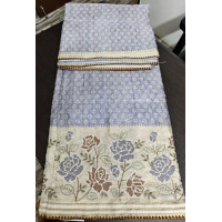 Designer Light Purple Tussar Saree with Block Print, Embroidered Borders & Striped Pallu - FS266 Designer Light Purple Tussar Saree with Block Print, Embroidered Borders & Striped Pallu - FS266