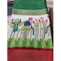 Exclusive Green Soft Silk Saree with Red Zari Borders - FS290 Exclusive Green Soft Silk Saree with Red Zari Borders - FS290