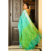Pure Handloom Zari Embroidered Linen Saree – HJ065 - Light Blue/Light Green