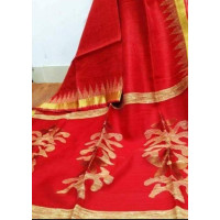 Red Linen Silk Jamdani saree  