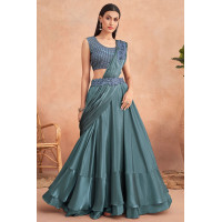 Fancy Satin Heavy Embroidered With Hand Work Lehenga - LF147