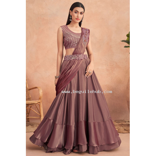 Fancy Satin Heavy Embroidered With Hand Work Lehenga - LF151
