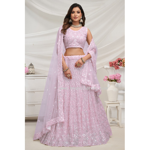 Stunning Lavender Lehenga  With Zari Embroidery & Sequins Work - LF241 Stunning Lavender Lehenga  With Zari Embroidery & Sequins Work - LF241