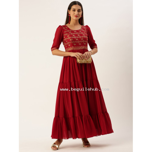 Maroon Georgette Gown - LF246 Maroon Georgette Gown - LF246
