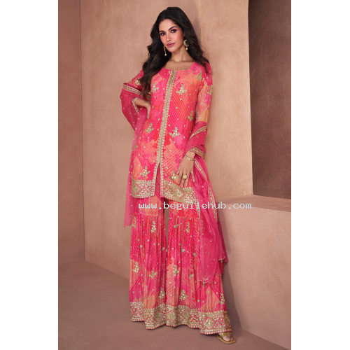 Rani Pink Salwar With Digital Print & Thread Embroidery Sequins Work - LF182