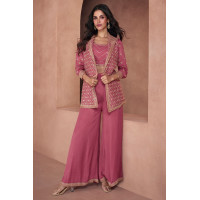 Dusty Pink Salwar With Heavy Thread Embroidery Sequins Work - LF184