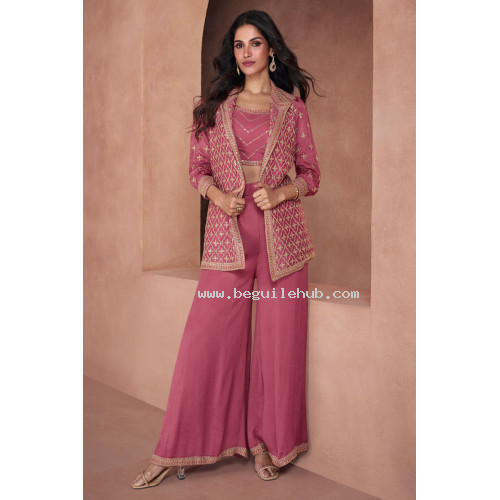 Dusty Pink Salwar With Heavy Thread Embroidery Sequins Work - LF184
