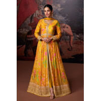 Lovely Mustard Real Georgette Top with Premium Silk Bottom and Net Dupatta - LF200