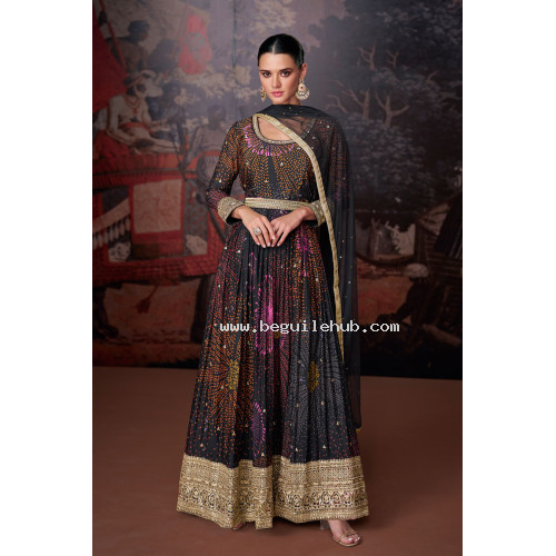 Lovely Black Real Georgette Top with Net Dupatta - LF203