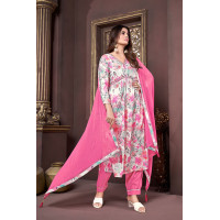 Premium Rayon Multicolor Salwar with Print and Hand Work on Neck Line - LF208