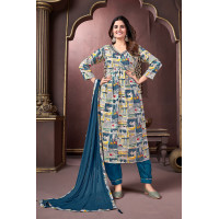 Premium Rayon Multicolor Salwar with Print and Hand Work on Neck Line - LF210