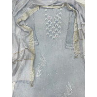 Designer Semi Stitched Salwar Kurti in Mul Chanderi with Embroidery – LV012