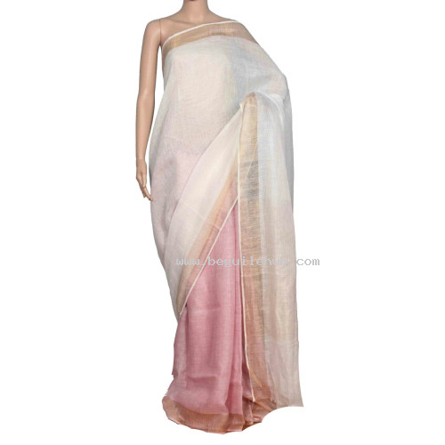 Pure Handloom Linen Checks Saree - NS010