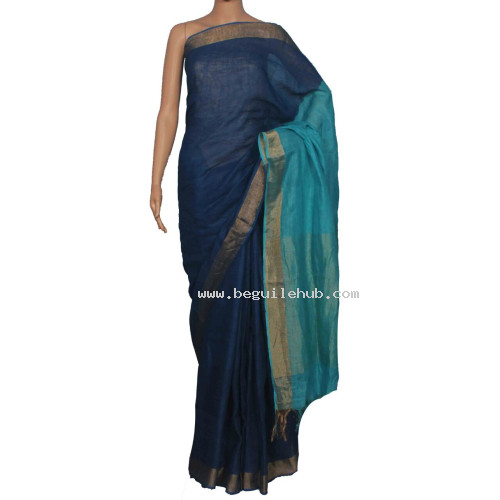 Pure Handloom Linen Checks Saree - NS011
