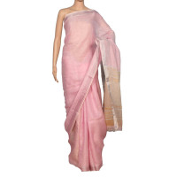 Pure Handloom Linen Checks Saree - NS017