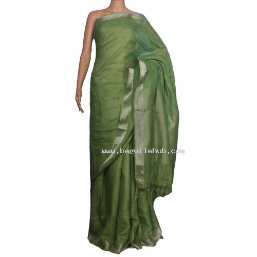 Pure Handloom Linen Checks Saree - NS020