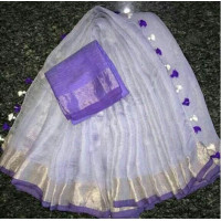 Pure Handloom Linen Checks Saree - NS021