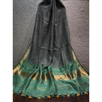 Pure Handloom Linen Checks Saree - NS023