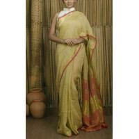 Pure Handloom Linen Checks Saree - NS026