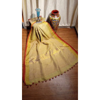 Pure Handloom Linen Checks Saree - NS027