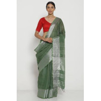 Pure Handloom Linen Checks Saree - NS042