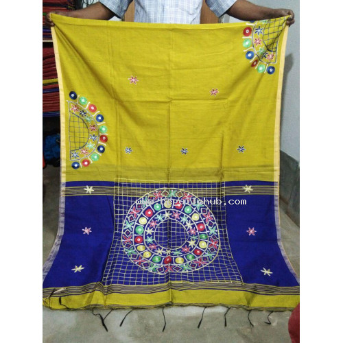 Embroidered silk cotton saree
